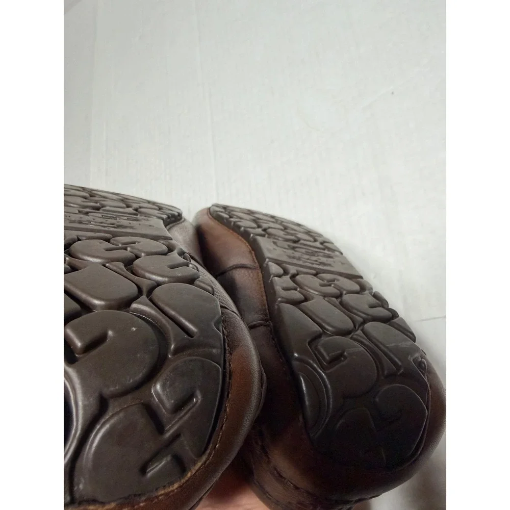 UGG Ascot Leather Slippers Mens 8 Chestnut Brown Sheepskin Lined Loafers 5379